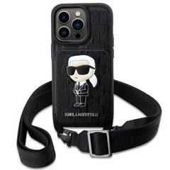 Karl Lagerfeld KLHCP14XCSAKHPKK iPhone 14 Pro Max 6.7" hardcase czarny|black Crossbody Saffiano Monogram Ikonik цена и информация | Чехлы для телефонов | 220.lv