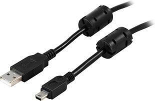 Deltaco Ferrite USB-A, Mini-USB B, 2 м цена и информация | Кабели для телефонов | 220.lv