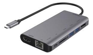 Sadalītājs Deltaco USBC-HDMI19 USB-C/HDMI/DisplayPort/USB/RJ45/SD цена и информация | Адаптеры и USB разветвители | 220.lv