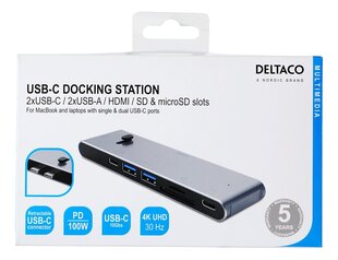 Sadalītājs Deltaco USBC-HDMI21, HDMI/DisplayPort/USB-A/USB-C цена и информация | Адаптеры и USB разветвители | 220.lv