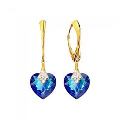 Sudraba auskari "Mīļais Valentīns (Bermuda Blue)" ar Swarovski™ kristāliem DS02A557 цена и информация | Серьги | 220.lv