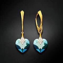 Sudraba auskari "Mīļais Valentīns (Emerald Shimmer)" ar Swarovski™ kristāliem DS02A563 cena un informācija | Auskari | 220.lv