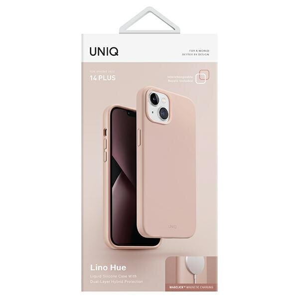 Telefona vāciņš UNIQ etui Lino Hue iPhone 14 Plus 6,7" Magclick Charging, Rozā cena un informācija | Telefonu vāciņi, maciņi | 220.lv