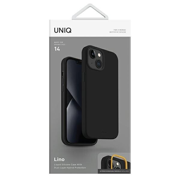 Objektīva aizsargs UNIQ etui Lino iPhone 14 6,1" Melns cena un informācija | Telefonu vāciņi, maciņi | 220.lv