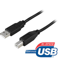 Deltaco USB 2.0 Type A male - Type B male, 3 м цена и информация | Кабели и провода | 220.lv