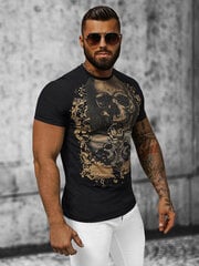 Vīriešu T-krekls ar galvaskausu melnā krāsā NB/MT3020-50763-XXL cena un informācija | Vīriešu T-krekli | 220.lv