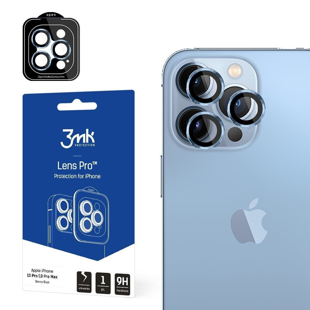 3MK „Apple iPhone 13 Pro/ 13 Pro Max“ - objektīvu aizsargs "Pro Sierra Blue" cena un informācija | Ekrāna aizsargstikli | 220.lv