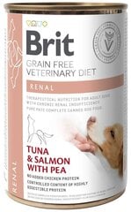 Brit GF Veterinary Diets для взрослых собак с тунцом и лососем и горошком Renal, 0,4 кг цена и информация | Консервы для собак | 220.lv