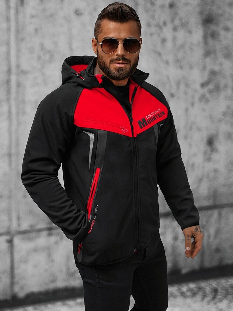Vīriešu jaka melnā un sarkanā krāsā Discover JS/HH021/1CZ-50464-XXL цена и информация | Vīriešu virsjakas | 220.lv