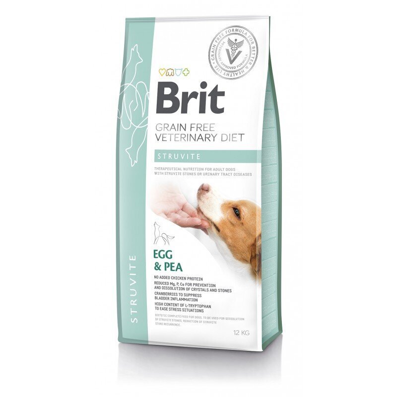 Brit GF Veterinary Diets pieaugušiem suņiem ar olām un zirņiem Struvite, 12 kg cena un informācija | Sausā barība suņiem | 220.lv