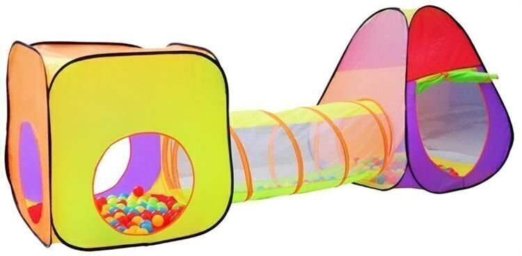 Telts bērniem ar tuneli + bumbiņām cena un informācija | Bērnu rotaļu laukumi, mājiņas | 220.lv