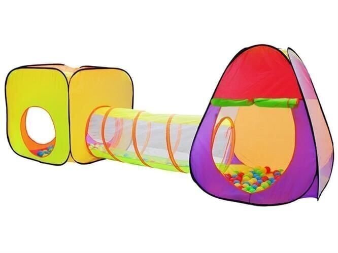 Telts bērniem ar tuneli + bumbiņām cena un informācija | Bērnu rotaļu laukumi, mājiņas | 220.lv