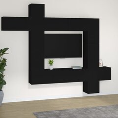 vidaXL 9-daļīgs TV skapīšu komplekts, melns, inženierijas koks cena un informācija | TV galdiņi | 220.lv