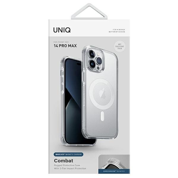 Telefona vāciņš UNIQ etui Combat iPhone 14 Pro Max 6,7" Magclick Charging, Caurspīdīgs cena un informācija | Telefonu vāciņi, maciņi | 220.lv