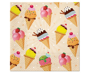 Papīra salvetes Ice Cream, 33 x 33 cm cena un informācija | Vienreizējie trauki | 220.lv
