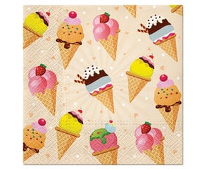 Papīra salvetes Ice Cream, 33 x 33 cm cena un informācija | Vienreizējie trauki | 220.lv