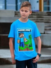 Minecraft T-krekls - Zils цена и информация | Рубашки для мальчиков | 220.lv