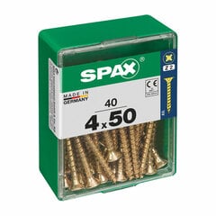 Skrūvju kaste SPAX Koka skrūve Plakana galva (4 x 50 mm) (4,0 x 50 mm) cena un informācija | Stiprinājumi | 220.lv