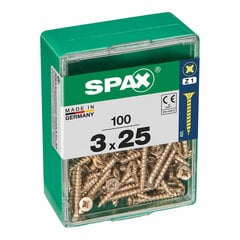 Skrūvju kaste SPAX Koka skrūve Plakana galva (3,0 x 25 mm) cena un informācija | Stiprinājumi | 220.lv