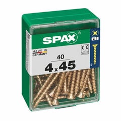 Skrūvju kaste SPAX Koka skrūve Plakana galva (4 x 45 mm) (4,0 x 45 mm) cena un informācija | Stiprinājumi | 220.lv