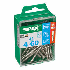 Skrūvju kaste SPAX 4197000400602 Koka skrūve Plakana galva (4 x 60 mm) (4,0 x 60 mm) cena un informācija | Stiprinājumi | 220.lv