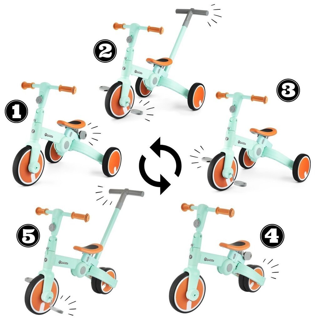 Bērnu trīsritenis, apvidus velosipēds, braucamais - stūmējs - 5in1 no HyperMotion - Pelēks cena un informācija | Trīsriteņi | 220.lv