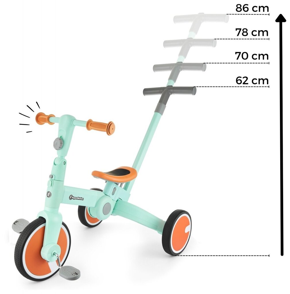 Bērnu trīsritenis, apvidus velosipēds, braucamais - stūmējs - 5in1 no HyperMotion - Pelēks cena un informācija | Trīsriteņi | 220.lv