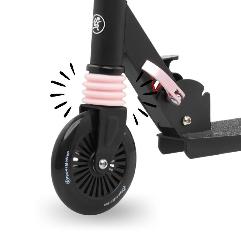Divriteņu skrejritenis ar amortizatoru bērniem no 4 līdz 9 gadiem HyperMotion WALLY - melns un rozā krāsā cena un informācija | Skrejriteņi | 220.lv