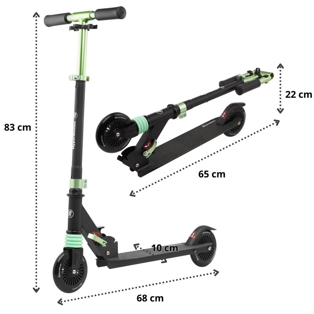 Divriteņu skrejritenis ar amortizatoru bērniem no 4 līdz 9 gadiem HyperMotion WALLY - melns un zaļš цена и информация | Skrejriteņi | 220.lv