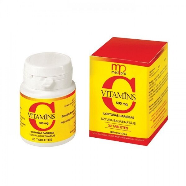 MP Vitamin C 500mg tab.N30 cena un informācija | Vitamīni | 220.lv