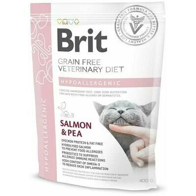 Brit GF Veterinary Diets pieaugušiem kaķiem ar lasi un zirņiem, Hipoalerģisks, 0,4 kg cena un informācija | Sausā barība kaķiem | 220.lv