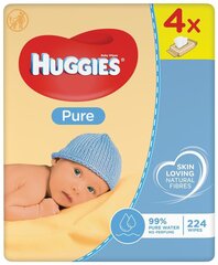 Huggies Wet Wipes Pure, 4x56pc, 3 набора упаковки цена и информация | Huggies Для ухода за младенцем | 220.lv