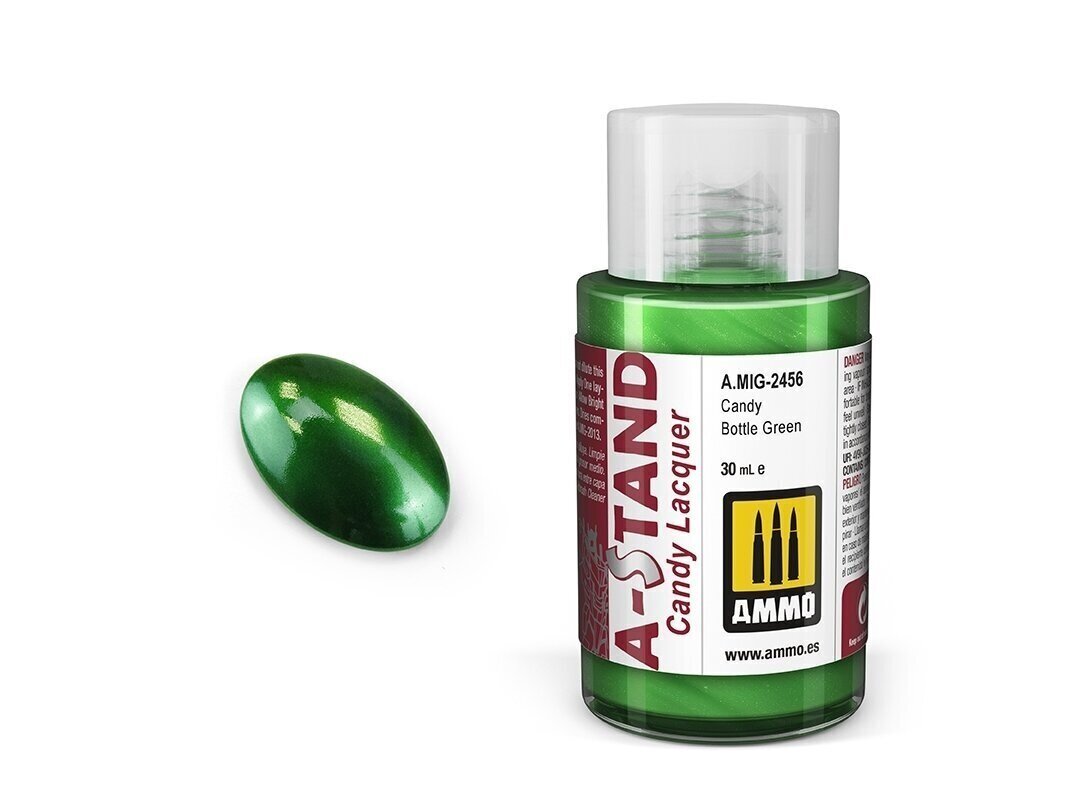 AMMO MIG - A-Stand krāsas Candy Bottle Green, 30 ml, 2456 цена и информация | Modelēšanas un zīmēšanas piederumi | 220.lv