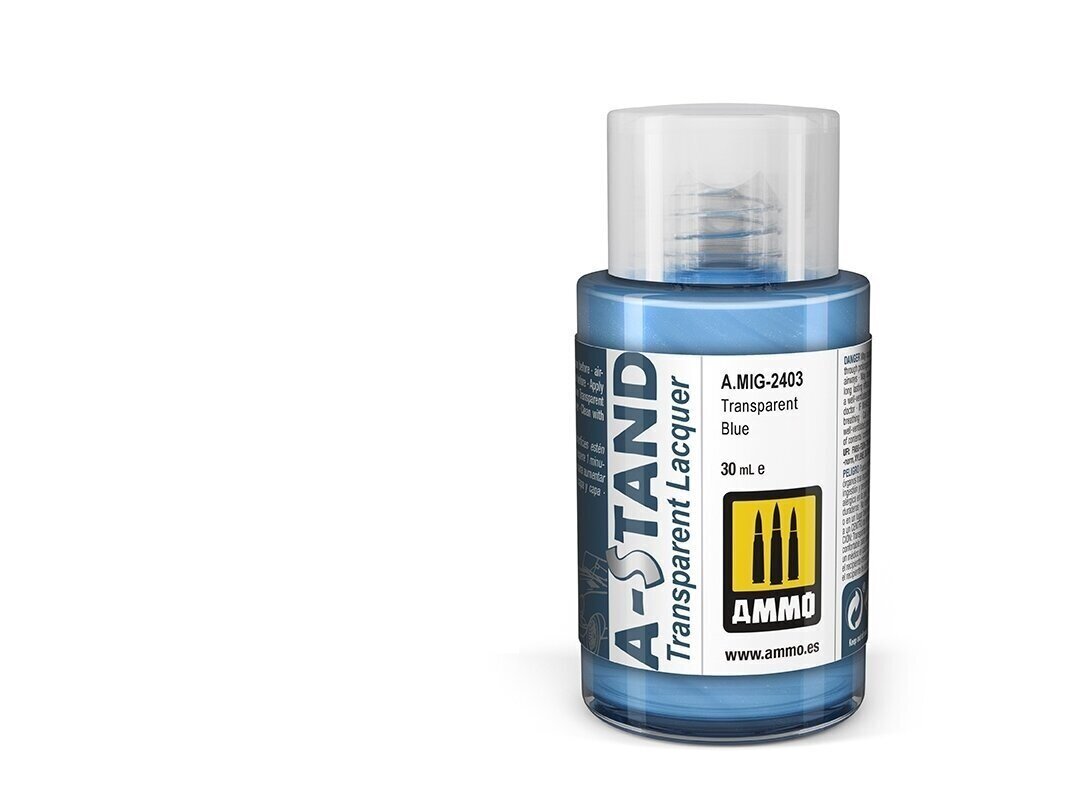 AMMO MIG - A-Stand krāsas Transparent Blue, 30 ml, 2403 cena un informācija | Modelēšanas un zīmēšanas piederumi | 220.lv