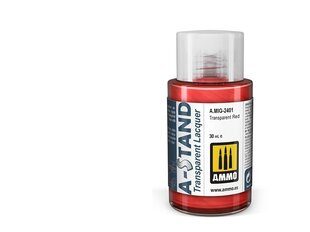 AMMO MIG - A-Stand krāsas Transparent Red, 30 ml, 2401 cena un informācija | Modelēšanas un zīmēšanas piederumi | 220.lv