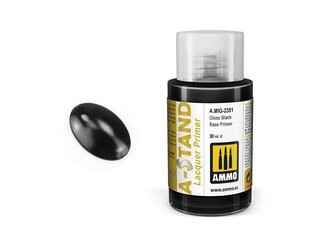 AMMO MIG - A-Stand Gruntskrāsas Gloss Black Base Primer, 30ml, 2351 cena un informācija | Modelēšanas un zīmēšanas piederumi | 220.lv