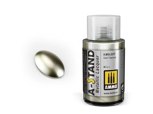AMMO MIG - A-Stand krāsas Gold Titanium (metālisks), 30 ml, 2317 cena un informācija | Modelēšanas un zīmēšanas piederumi | 220.lv