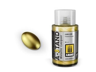 AMMO MIG - A-Stand krāsas Polished Brass (metālisks), 30 ml, 2308 cena un informācija | Modelēšanas un zīmēšanas piederumi | 220.lv