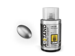 AMMO MIG - A-Stand krāsas White Aluminium (metālisks), 30 ml, 2305 cena un informācija | Modelēšanas un zīmēšanas piederumi | 220.lv