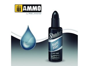 AMMO MIG - Shader krāsas Night Blue, 10 ml, 0862 cena un informācija | Modelēšanas un zīmēšanas piederumi | 220.lv