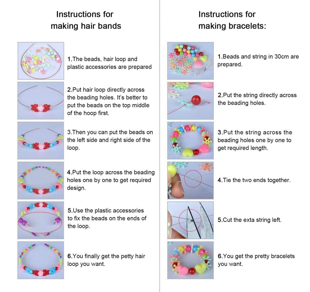 Bērnu radošais komplekts no akrila pērlēm rotu izgatavošanai DIY 13 veidu cena un informācija | Attīstošās rotaļlietas | 220.lv
