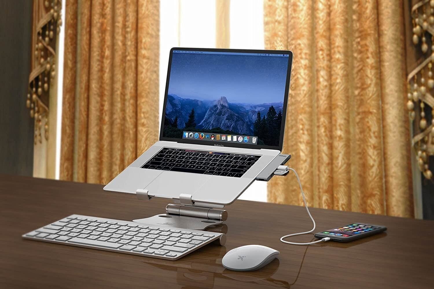 HomeSpot USB centrmezgls MacBook Pro 2016/2017, USB-C, HDMI, SD/Micro, USB-A, pelēks цена и информация | Adapteri un USB centrmezgli | 220.lv