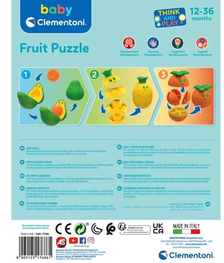 Spēle Clementoni Baby Augļi 17686 cena un informācija | Rotaļlietas zīdaiņiem | 220.lv