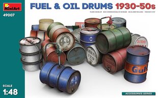 Сборная пластиковая модель. Miniart - Fuel & Oil Drums 1930-50's, 1/48, 49007 цена и информация | Склеиваемые модели | 220.lv