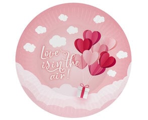 Vienreizējās lietošanas papīra šķīvji Love Is In The Air kolekcijas rozā, 18 cm cena un informācija | Vienreizējie trauki | 220.lv
