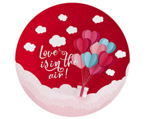 Одноразовые бумажные тарелки  Love Is In The Air collection red, 18 см цена и информация | Праздничная одноразовая посуда | 220.lv