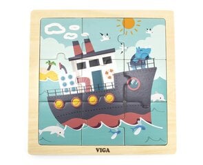 Izglītojoša koka puzle Viga kuģis, 9 elementi cena un informācija | Rotaļlietas zīdaiņiem | 220.lv