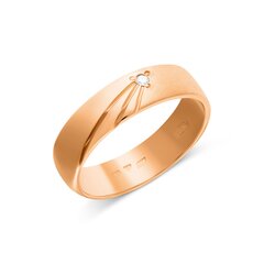 Золотое обручальное кольцо c бриллиантом 585, 5 мм, 
ZLGR005MMD190, размер 19.0 цена и информация | Кольца | 220.lv