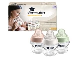 Pudele Tommee Tippee Closer to nature, 0+ mēn., 150 ml, 3 gab. cena un informācija | Bērnu pudelītes un to aksesuāri | 220.lv