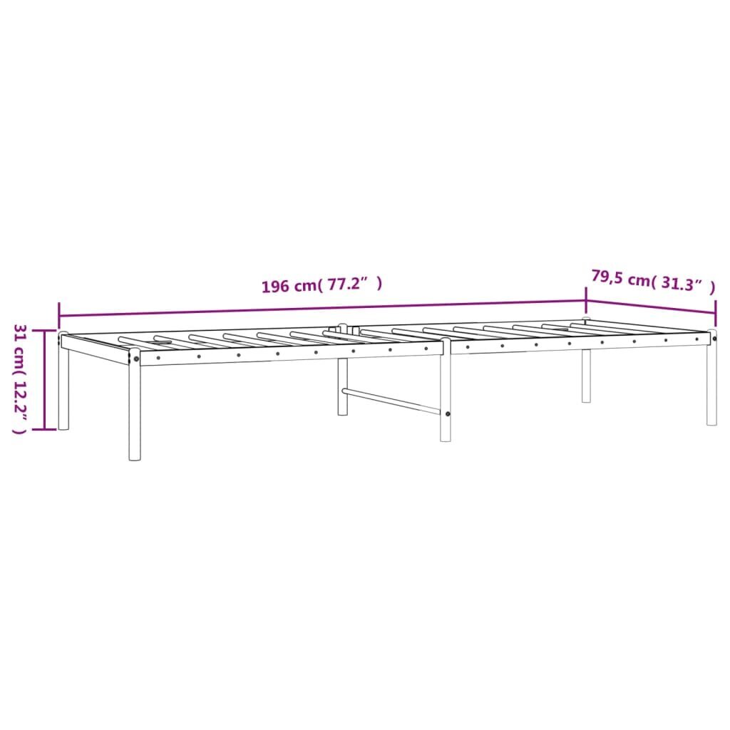 Gultas rāmis vidaXL, 75x190 cm, balts cena un informācija | Gultas | 220.lv